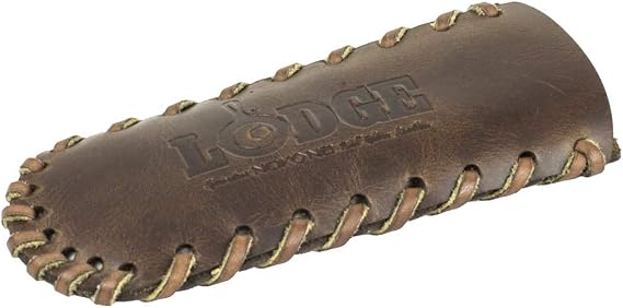 Lodge Nokona Leather Hot Handle Holder - Premium Ball Glove Leather Hot Handle Holder Designed for Traditional Lodge Cast Iron Products Reusable Heat Protection Up to 600 - Brown