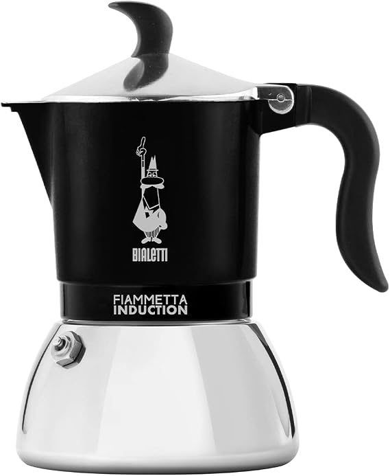 Bialetti Fiammetta Induction Coffee Machine 4 Cups (150 ml) Suitable for All Hob Types Elegant Design Black