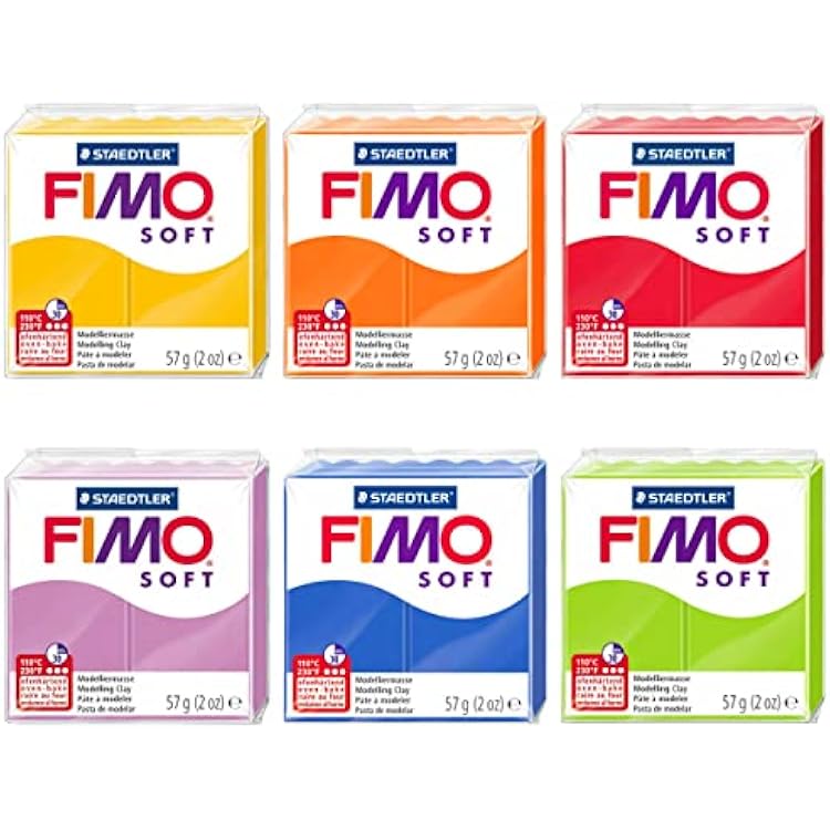 FIMO Soft Polymer Oven Modelling Clay - 57g - Set of 6 Colours - Spring Tones