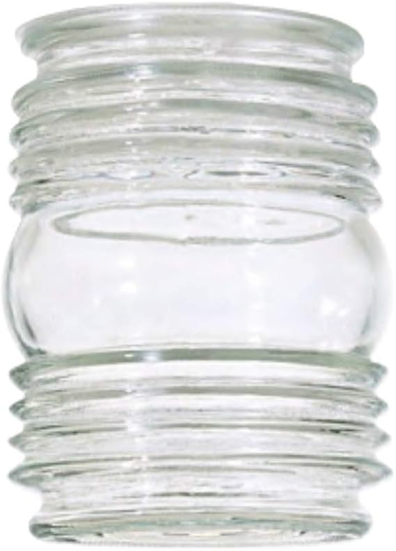 Clear Cylindrical Porch Glass Lampshade - 3-1/4-Inch Fitter Opening - 4.5 Inches Height - 3-3/4 Inches Width