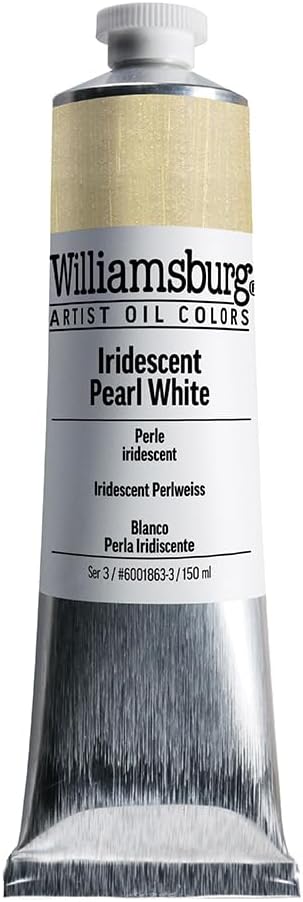 Williamsburg Artist Oil Colors by GOLDEN, Iridescent Pearl White, 150 ml tube, Professional Oil Paint, Semi-Opaque