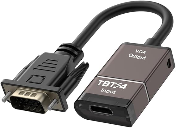 Thunderbolt 3/4/5USB Type-CからVGAアダプターへの変換 1080P@60Hz。外付けビデオカードマルチモニター、デスクトップ、ノートパソコン、HDTV、モニター、プロジェクター用。MacOS、Windows、Linux、iPadOに対応。