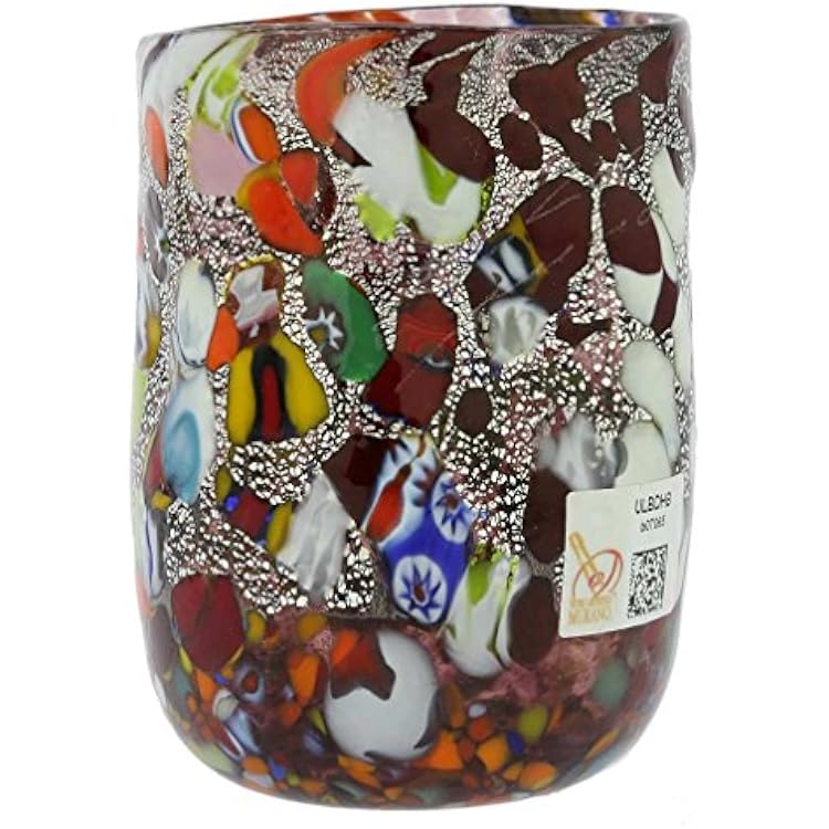 Glass Of Venice Murano Drinking Glass - Silver Foil Millefiori