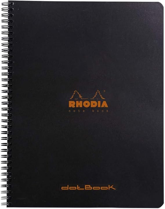 Rhodia 193039C - Spiral Notebook (Full Bound) Notebook Black - A4+ Dot Dot - 160 Detachable Pages - White Clairefontaine Paper 80 g/m - Soft and Resistant Cover - Classic