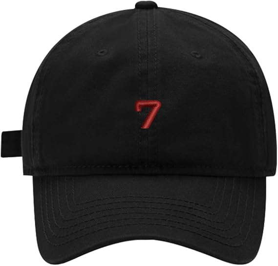 Men's Baseball Cap Number 7 Embroidered Cap Unisex Cotton Adjustable Washed Dad Hat