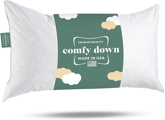 ComfyDown 12x18 Throw Pillow Insert, Down & Feather Fill, 100% Cotton Cover, Made in USA Premium Soft Decorative Pillow Form Sham Stuffer for Bed, Sofa & Couch