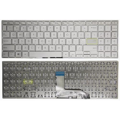 Replacement Laptop English Silver Keyboard Without Frame for Asus VivoBook L510 L510M L510MA S533 S533E S533EA S533F E510M E510MA M513 M513I M513IA M513U M513UA
