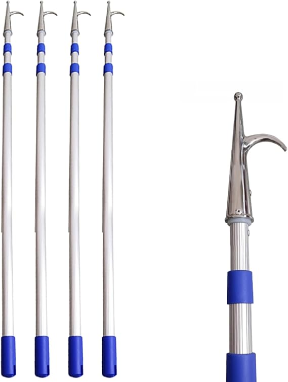Generisch Kurtarma çubuğu, 4'lü paket çıkarılabilir tekne çubuğu, yerleştirmek ve su kurtarmak için, hafif, itme/çekme için çıkarılabilir kanca, 3,0 m (9,8 fit) tekne aksesuarı, sağlam ve taşınabilir
