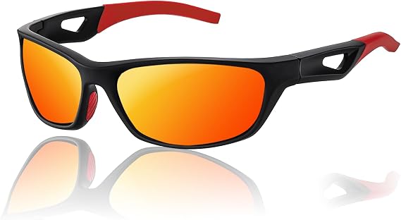 SKYWAY Fishing Baseball Polarized Sports Sunglasses for Men Light Floating Shades for Women Athletic Running Cycling Sun Glasses Red Lens