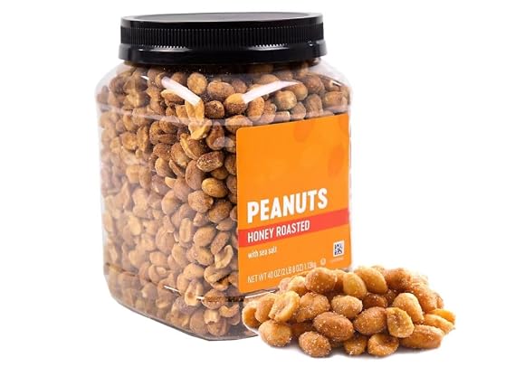 Honey Roasted Peanuts with Sea Salt | Resealable Jar - High-Protein Crunchy Sweet & Savory Healthy Snack for Every Occasion | Snack Gift On the Go Treat Office School Party Easter (40 oz Jar, Honey)
