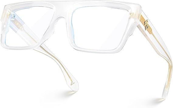 VISOONE Square White Blue Light Blocking Glasses TR90 Durable Men Women ALBA