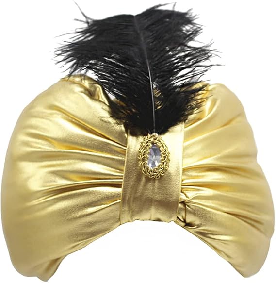 Topwon Arab India Hat Costume Sultan Cap Dresse Up Unisex 17.3-20.8 Inch Head Circumference Gold