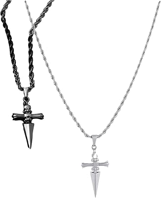 2Pcs Judgement Chain Necklace, Cross Dagger Pendant, Cross Anime Chain Jewelry, Accessories Gift for Anime Fans, Unisex