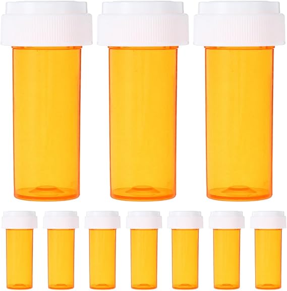 10pcs Small White Plastic Pill Organizer with Refillable Bottles, Portable Weekly Pill Container for Travel and Daily Medication Storage