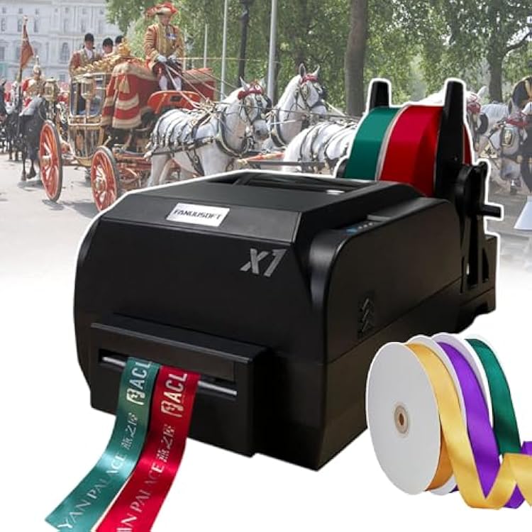 Satin Ribbon Printing Machine,Personalized Ribbon Machine,with Ribbon Holder,Supports 50 Languages,Print Simple Plain Text, Patterns, Logos,for WeddingsPartiesBirthdays,doublerow