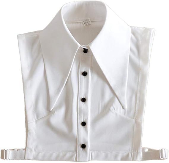 Vpang Lady's Detachable False Collar Half Shirt Blouse Pointed Triangle Lapel Fake Collar Dickey Collar White