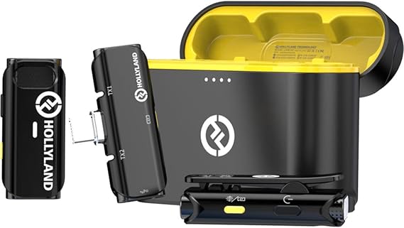 Hollyland Lark C1 Duo 2-Person Wireless Microphone System with USB-C Connector for Mobile Devices, Black, LARK C1 DUO-ANDROID-B