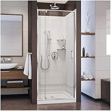 DreamLine Flex 36 in. D x 36 in. W x 76 3/4 in. H Semi-Frameless Shower Door in Chrome with White Base and Backwalls, DL-6218C-01CL