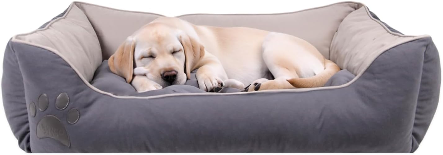 Jungolica Lucy Köpek Yatağı 40 × 55 × 18 cm Gri Açık Gri - Ortopedik Destekli Pet Yatağı, Yumuşak Dolgulu, Yıkanabilir, Dayanıklı Kumaşlı, Rahat Uyku Alanı Köpek Yatak (M)