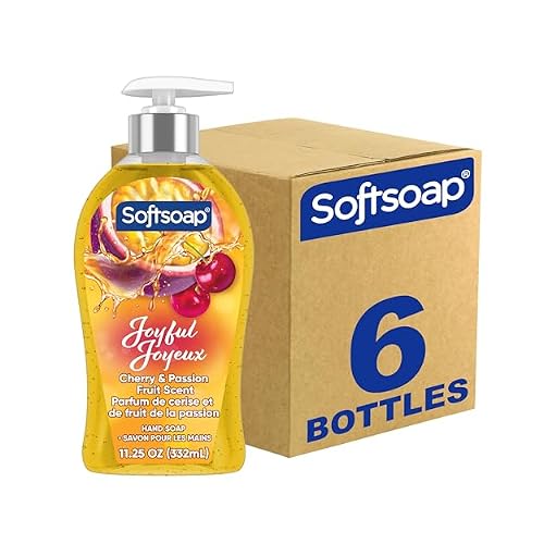 Softsoap Joyful Liquid Hand Soap, Paraben Free, pH Balanced, Cherry and Passion Fruit Scent, 11.25 fl oz Pump Bottle, 6 pack