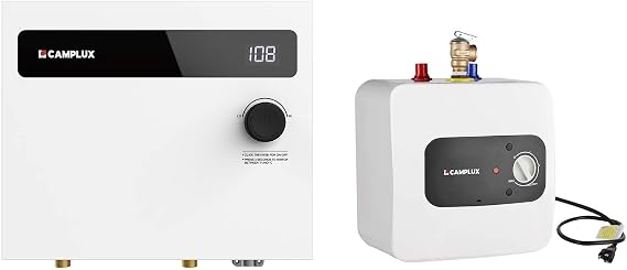 CAMPLUX 14kW Electric Tankless Water Heater and 2.5 galllons Mini Tank Water Heater