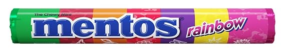 Mentos Chewy Mint Candy Roll, Rainbow, Non Melting, 1.32 Ounce/14 Pieces