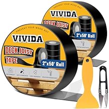 VIVIDA Butyl Joist Tape for Decking 2" 50' (2 Roll), Waterproof Deck Joist Butyl Sealant Tape for Wood Beams, Roof