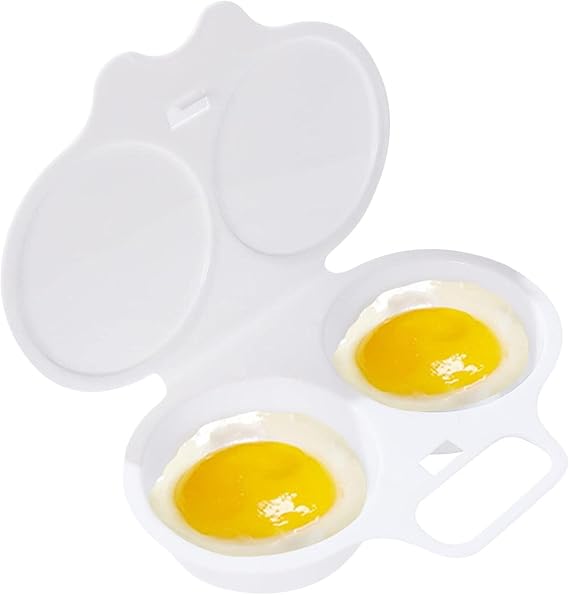 Microwave Egg Poacher, 2 Cavity Nonstick Poached Egg Maker With Lid, Egg Poacher Microwave Egg Cooker, Double Drain Poached Egg Cups, Microwave Egg Poacher Kitchen Cooking Gadgets