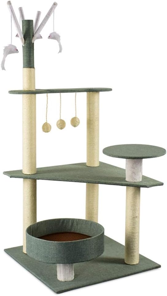 Cat Climbing Frame 48.03 Inches Cat Climbing Frame with Platform Nest Scratching Posts for Indoor Activity Relaxing Cat Tree Condo Cat Tower Condos Bean paste green