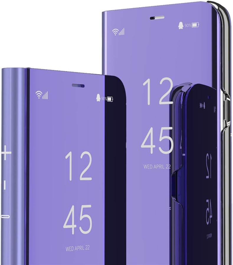 Samsung Galaxy S10 Plus Case Cover EMAXELER Stylish Mirror Plating Flip Full Body Protective Reflection Ultra Thin Hard Anti-Scratch Shockproof Frame for Samsung S10 Plus Mirror:Purple