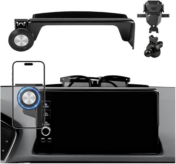 Karltys Magnetic Phone Holder, 360 Rotation Car Phone Holder with 2 Options iPhone MagSafe/Clip-in, Car Phone Mount with Sunglasses Holder for Honda Civic 2022-2025 2026 Accessories 11th Civic