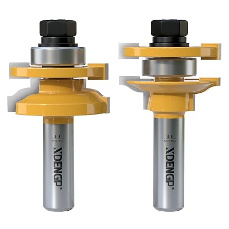 2PCS Ogee Style Rail and Stile Router Bits Set 1/2 Inch Shank, 3/8 Inch Cutting Depth, Up to 1 Inch Stock, Kitchen Cabinet Door Frame Shaper Cutters Raise Panel Making Router Bit Set