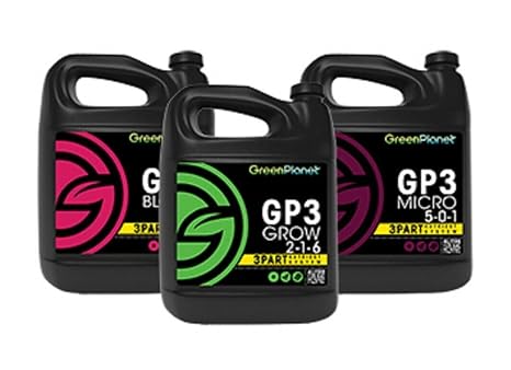 Green Planet GP3 - Grow Micro Bloom 3 x 4L - Nutrients 3 Part