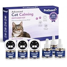 ProGuard Cat Calming Diffuser Kit with Timer Advanced Support to Reduce Stress, Spraying, Scratching, Fighting and Hiding Cat Pheromone Diffuser 9-in-1 with 3 Diffusers with Timer + 6 Refills