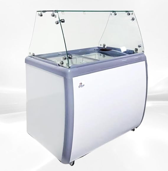 Gelato Freezer Display Case Dipping Cabinet with 6 Tubes, capacity 10 Cuft, Ice cream showcase with Glass Sneeze Guard 40" RI-260DC
