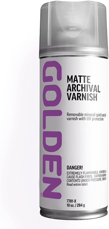 GOLDEN Matte Archival Varnish, 10 oz. Aerosol Can, Professional Acrylic Varnish