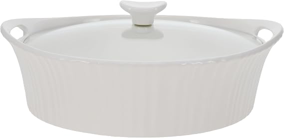 CorningWare (2.5Qt) French White Oval Casserole with Glass Lid