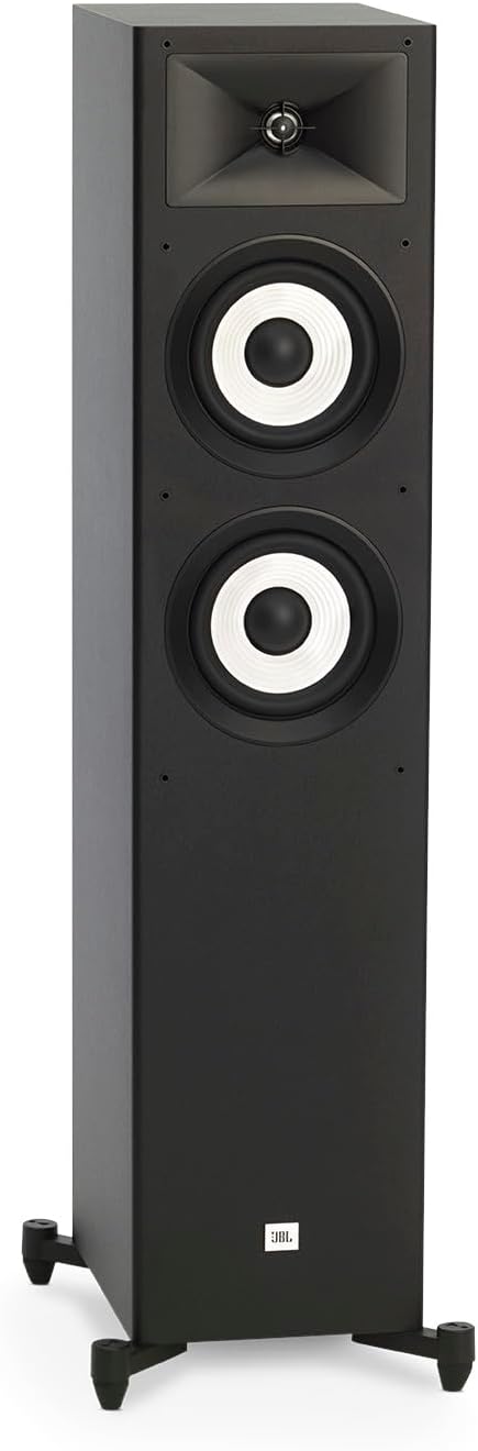 JBL Stage 180 2.5-Way Dual 6.5" Woofers 1" Alluminum Tweeter Floor Standing Speaker, Black | Two-tone unique design for wood, JBL engineering high-definition imaging waveguide design and 1 aluminum dome tweeters