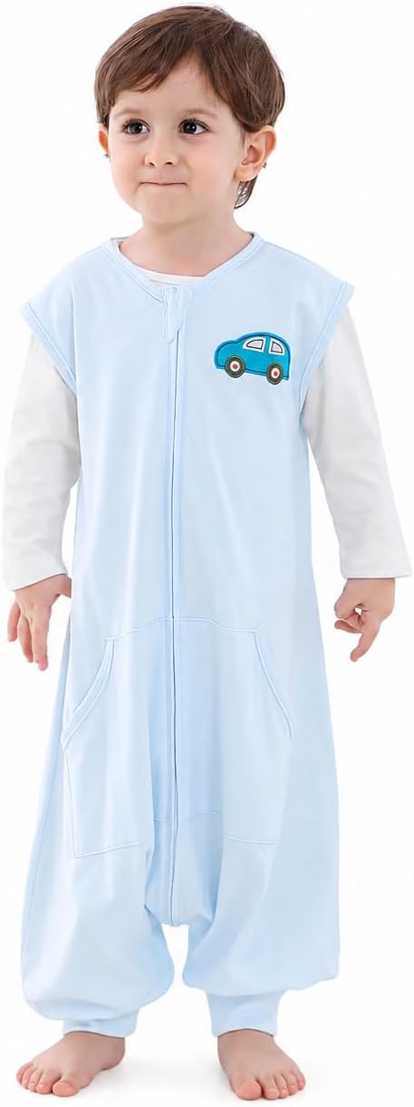 HOMEAL Toddler Sleeping Sack with Legs,Wearable Blanket,Toddler Sleep Sack Baby Blue 2T-3T