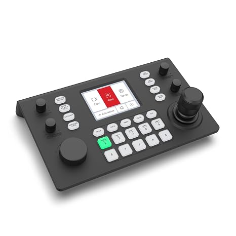 Hsility PTZ Controller Camera Controller POE Network 4D Joystick Decoding Keyboard Indoor with 5 Inch LCD Screen, 480p