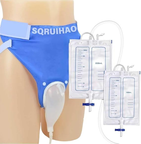 Urine Bags for Old Men, External Urinary Catheter, 2000ml & 1000ml | Wearable Urinal Bag with Collection Urine Bag, Urinary Drainage System, Portable Urine Catheter Bag