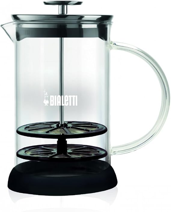 Bialetti 6703 Manual Glass Milk Frother, Silver