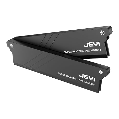 JEYI RAM Heatsink Cooler with Thermal Pads for DDR3 DDR4 DDR5, Black 2-Pack