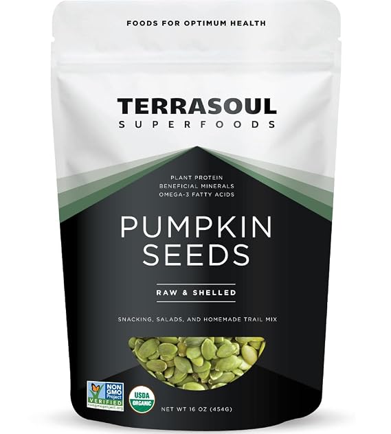 Terrasoul Superfoods Organic Pumpkin Seeds, 16oz - Raw, Unsalted, Superfood for Snacking & Salad Boost