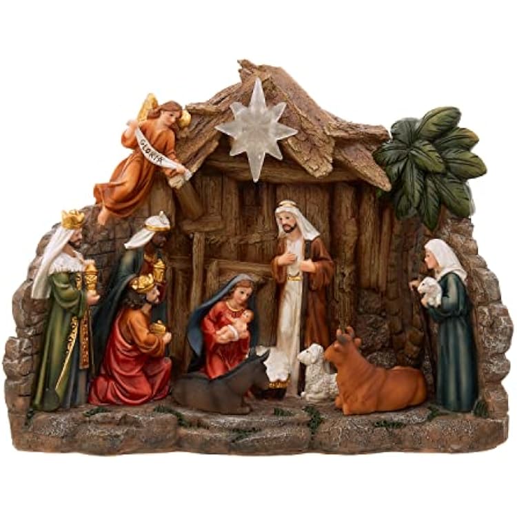 Kurt Adler 10.4-Inch Battery Operated Light-Up Nativity Table Piece