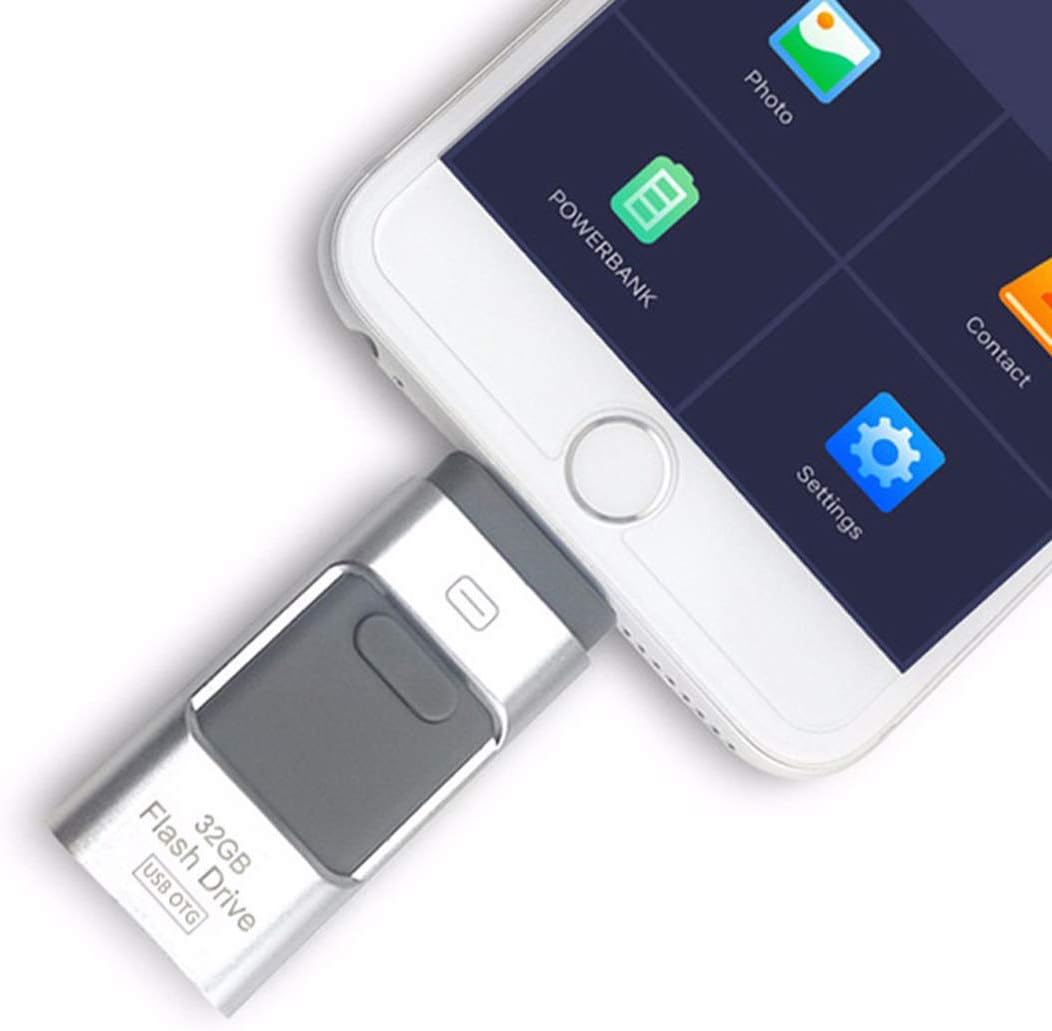 64 GB iFlash Device Memory, Data Storage - Dual USB-Flash Drive For Apple Iphone 7, 7plus, 6s, 6s plus, 6, 6 plus , Ipad air 2 , iOS-PC-Android Silver