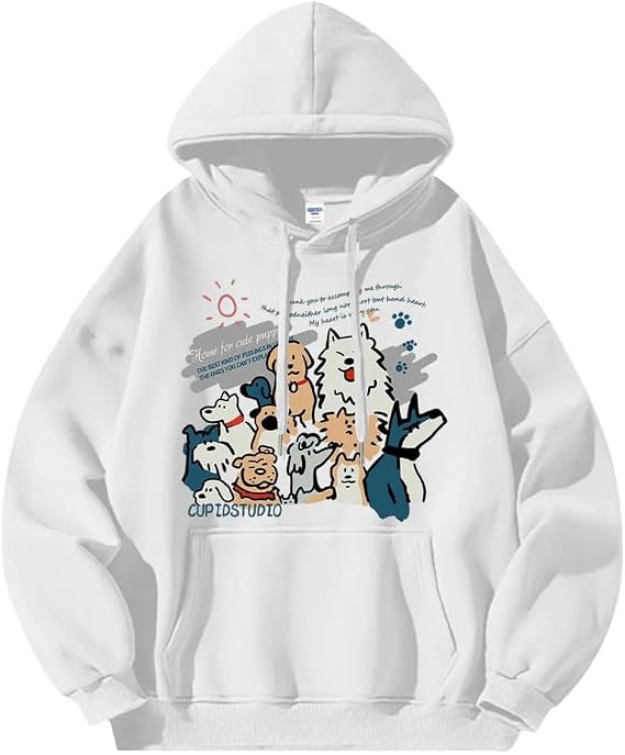 Oversized Harajuku Graphic Hoodie Vintage Grunge Pullover Sweatshirt Y2K Emo Aesthetic Hooded Streetwear Alt Clothes