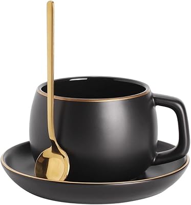 Coffee Mug Cup Ceramic and Saucer Set Afternoon Tea for Home Office Travel