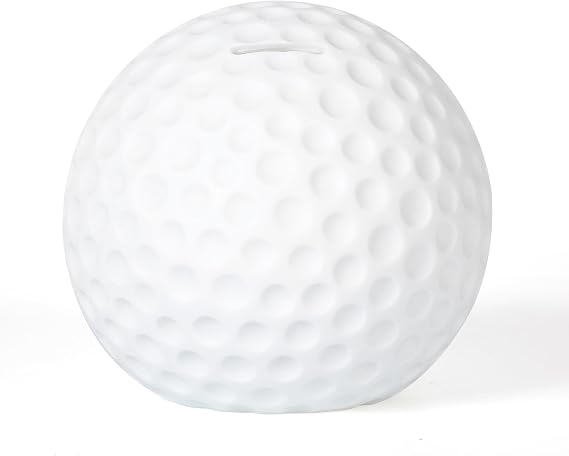 H&W Golf Ball Piggy Bank, Shatterproof Golf Sports Themed Coin Bank