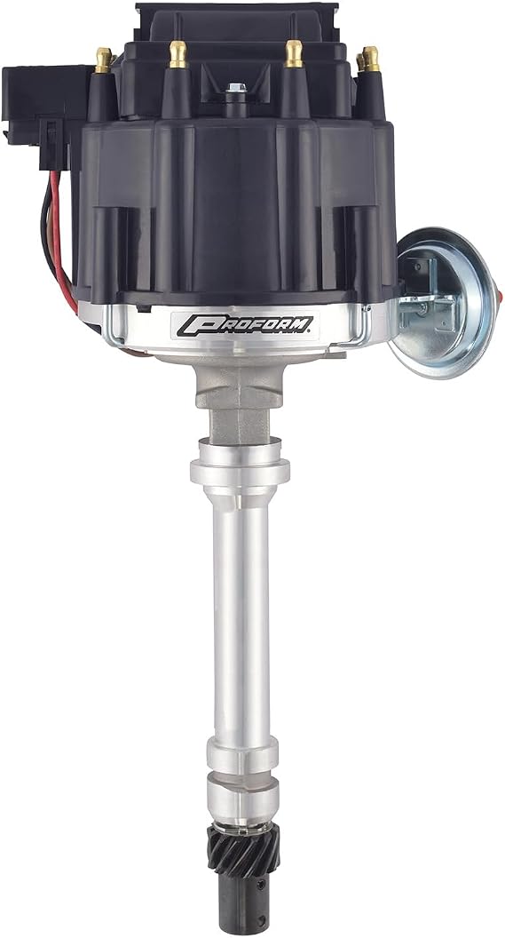 Proform 66941BK Vacuum Advance HEI Racing Distributor with Steel Gear and Black Cap for Chevy V8